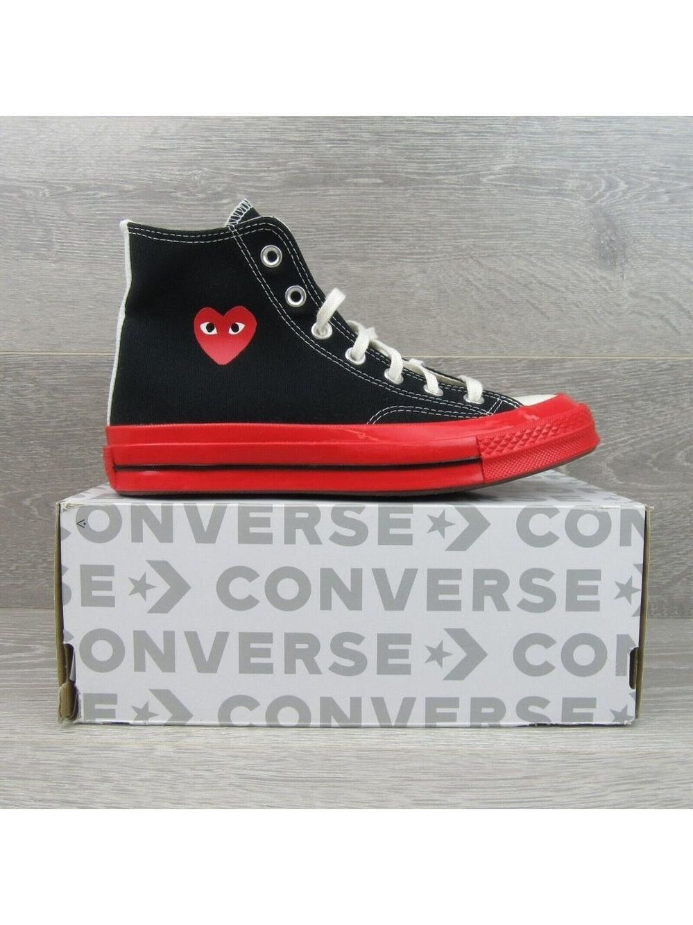 Converse x Chuck 70 HI Comme des Garcons CDG PLAY Sneakers Mens 5 / Womens 7 NEW - Picture 2 of 14